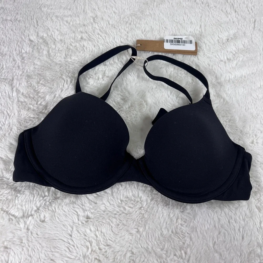 SKIMS Fits Everybody T-Shirt Bra Onyx Black BR-UWR-2294 Underwire Size 30C NEW‎